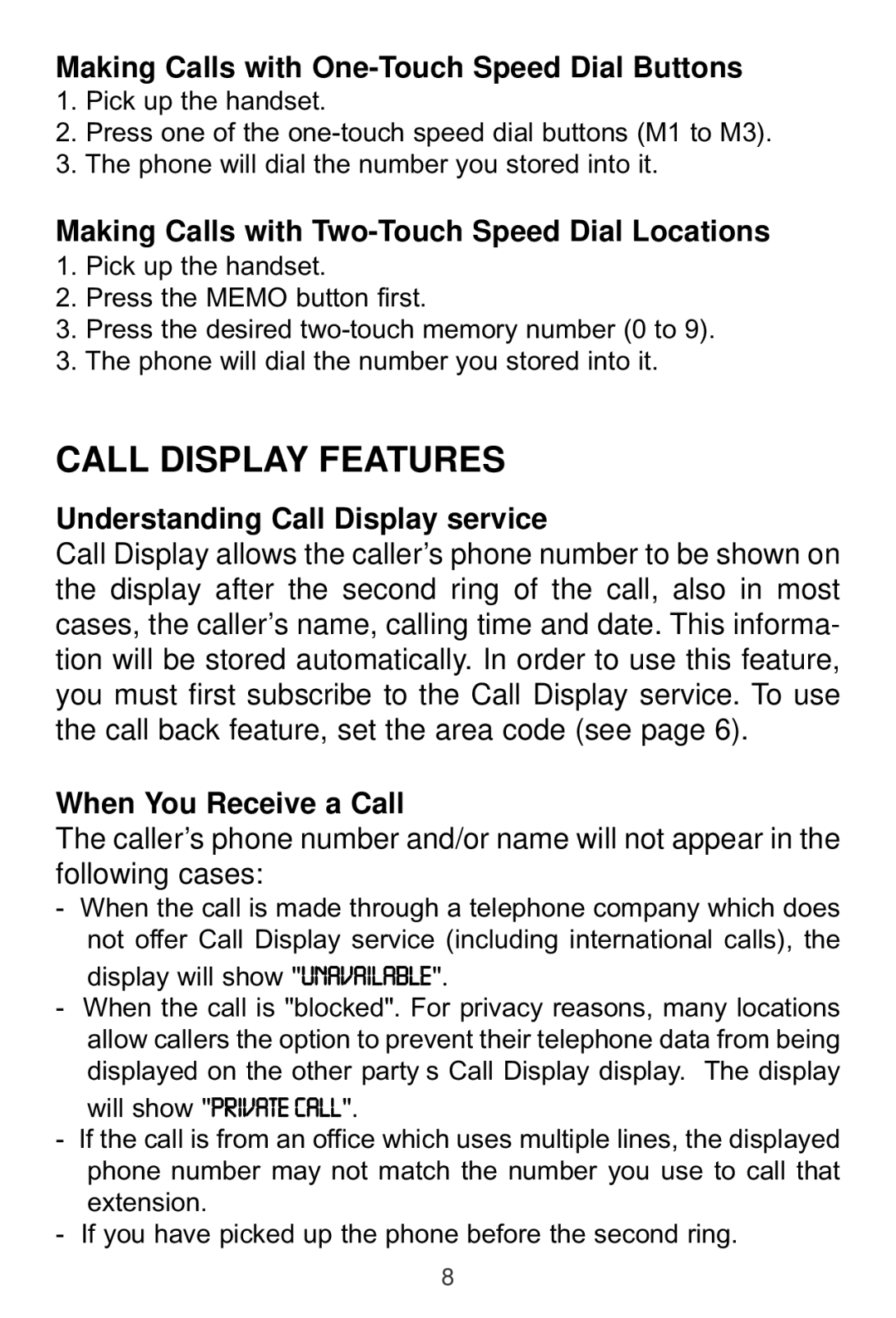 Sprint Nextel 2012J Call Display Features, Making Calls with One-Touch Speed Dial Buttons, When You Receive a Call 