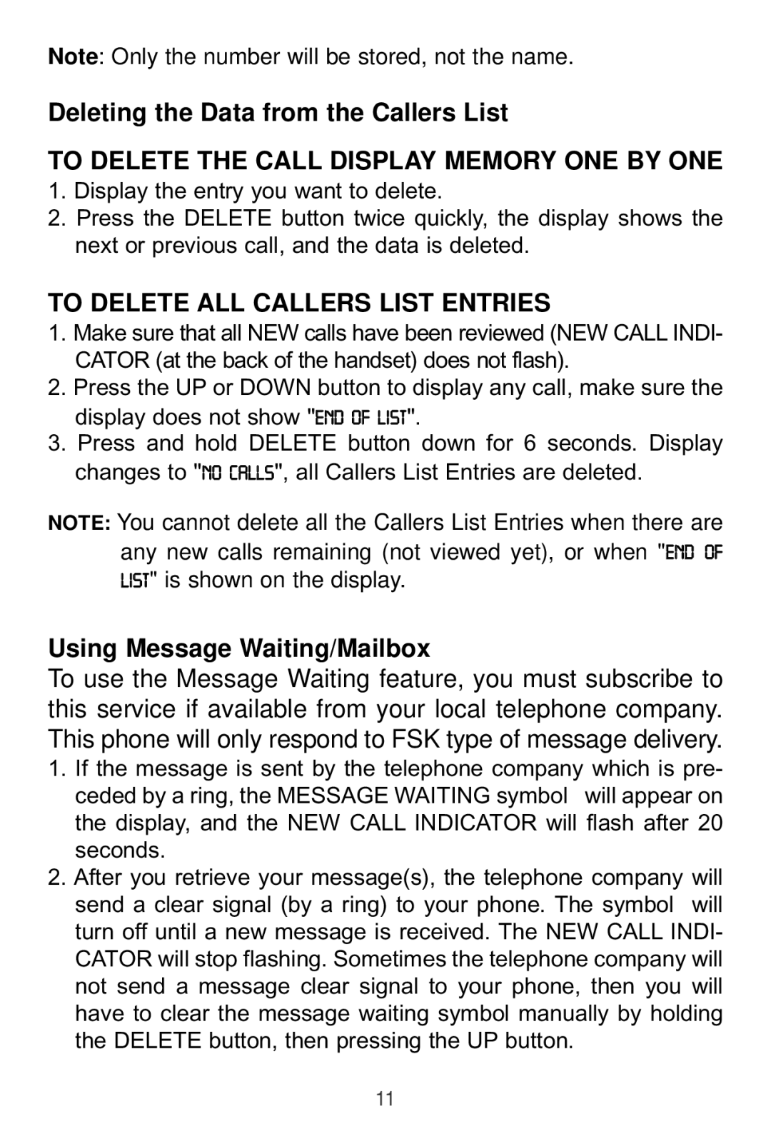 Sprint Nextel 2012J Deleting the Data from the Callers List, To Delete the Call Display Memory ONE by ONE 