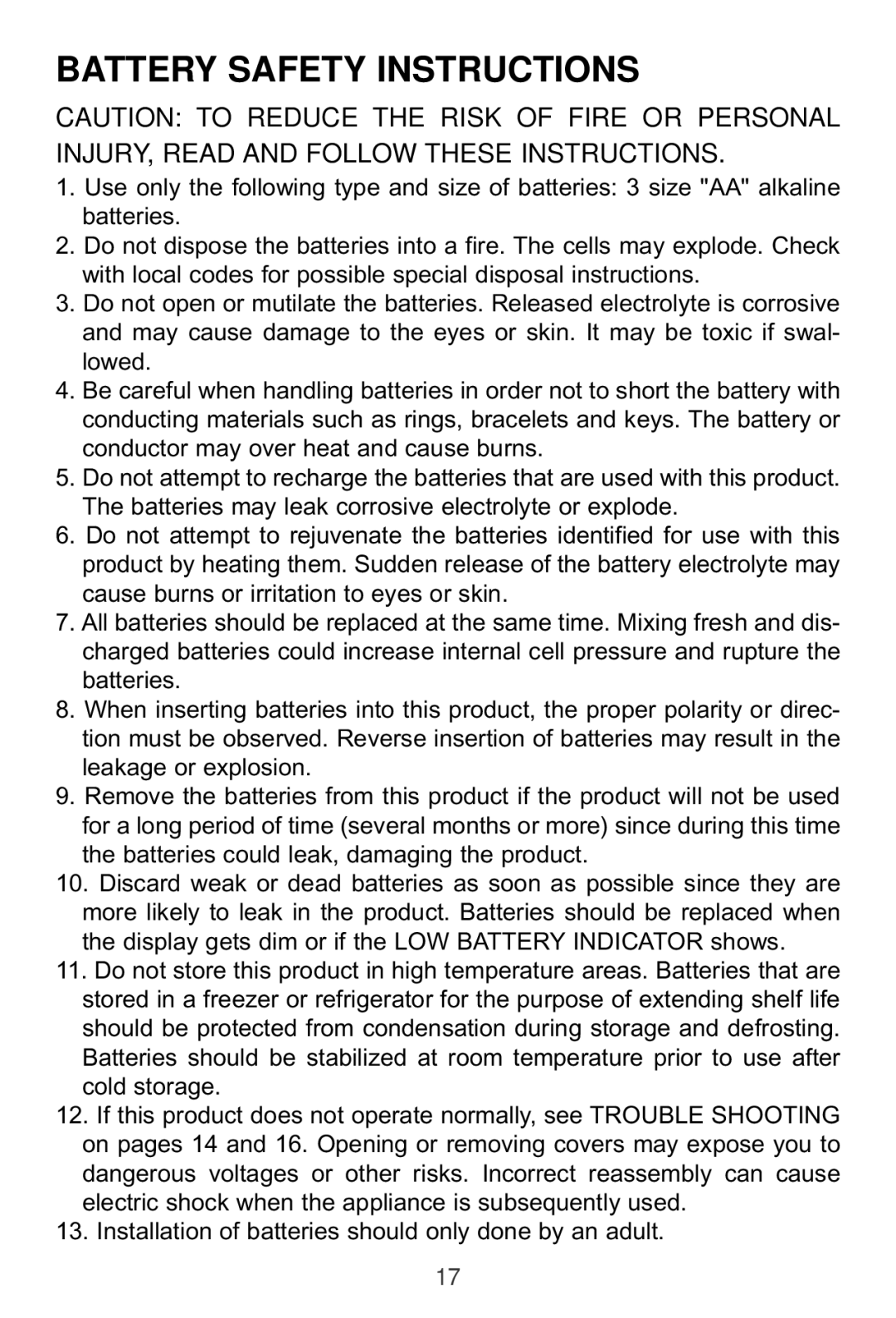 Sprint Nextel 2012J operating instructions Battery Safety Instructions 