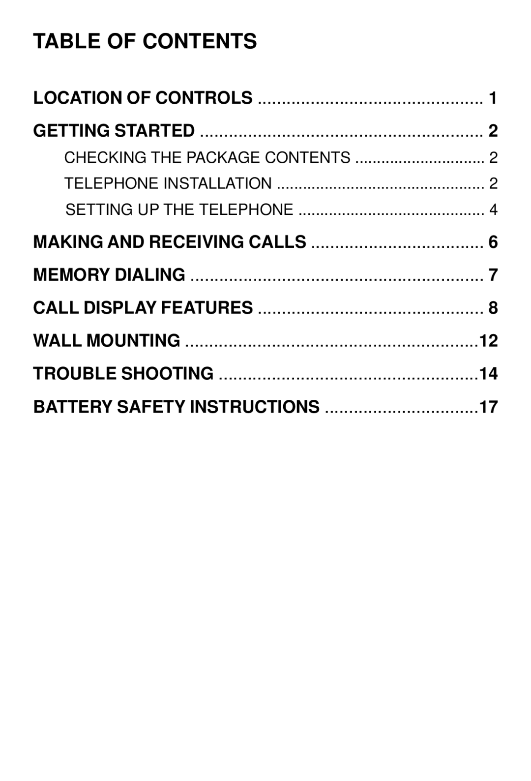 Sprint Nextel 2012J operating instructions Table of Contents 