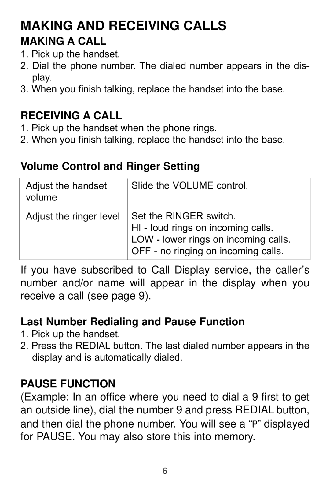 Sprint Nextel 2012J operating instructions Making and Receiving Calls, Making a Call, Receiving a Call, Pause Function 