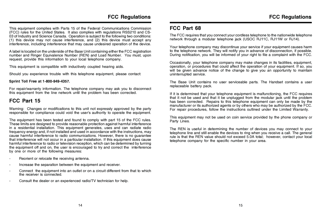 Sprint Nextel 2422 manual FCC Regulations FCC Part 