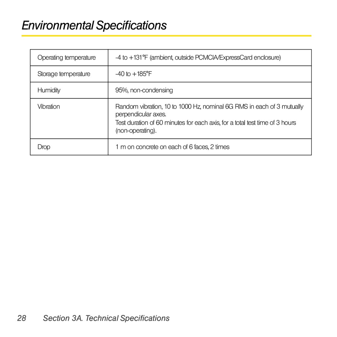 Sprint Nextel 402 manual Environmental Specifications 