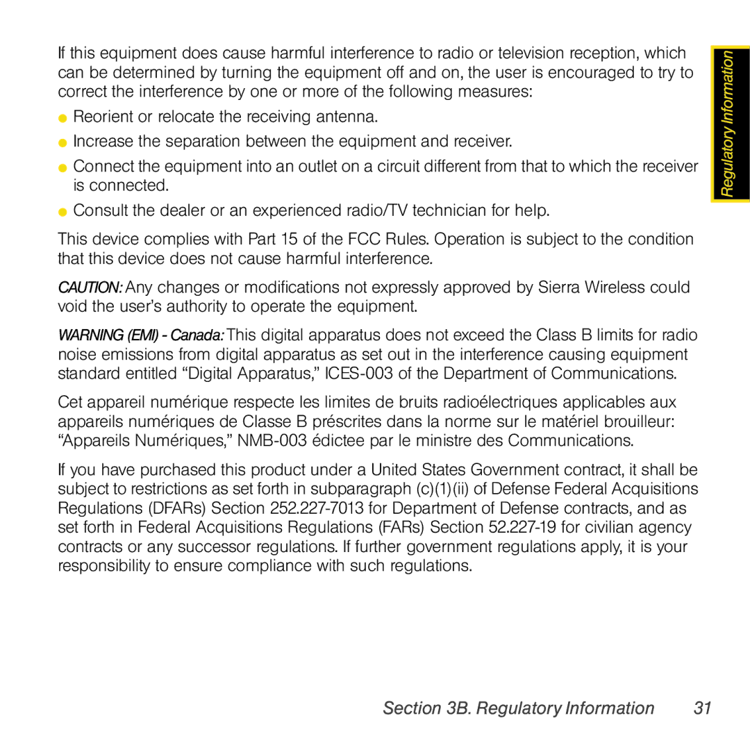 Sprint Nextel 402 manual Regulatory Information 