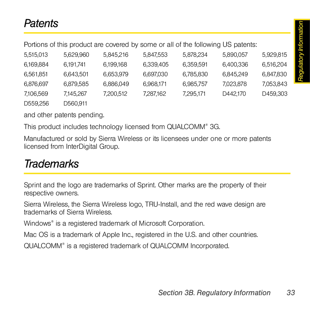 Sprint Nextel 402 manual Patents, Trademarks 