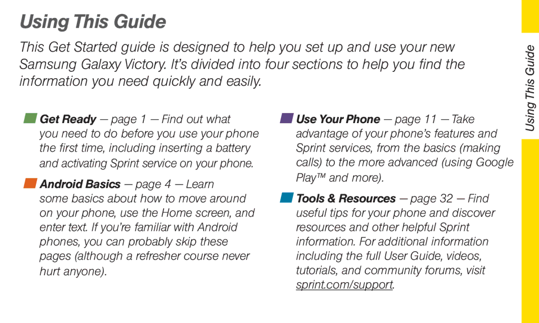 Sprint Nextel 4G LTE manual Using This Guide 