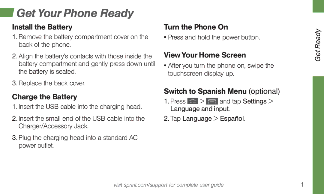 Sprint Nextel 4G LTE manual Get Your Phone Ready 