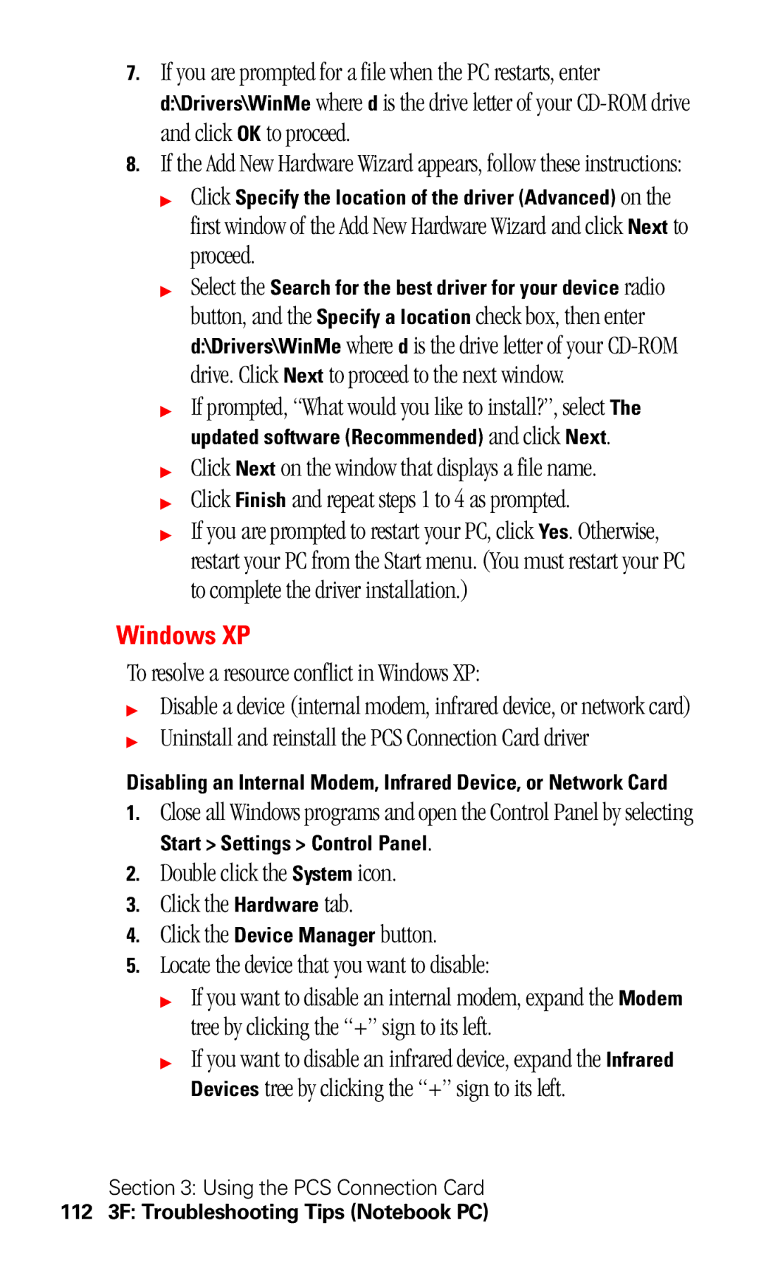 Sprint Nextel 550 manual To resolve a resource conflict in Windows XP, Click Specify the location of the driver Advanced on 