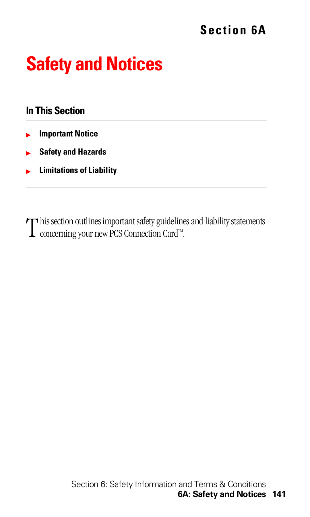 Sprint Nextel 550 manual 6A Safety and Notices 