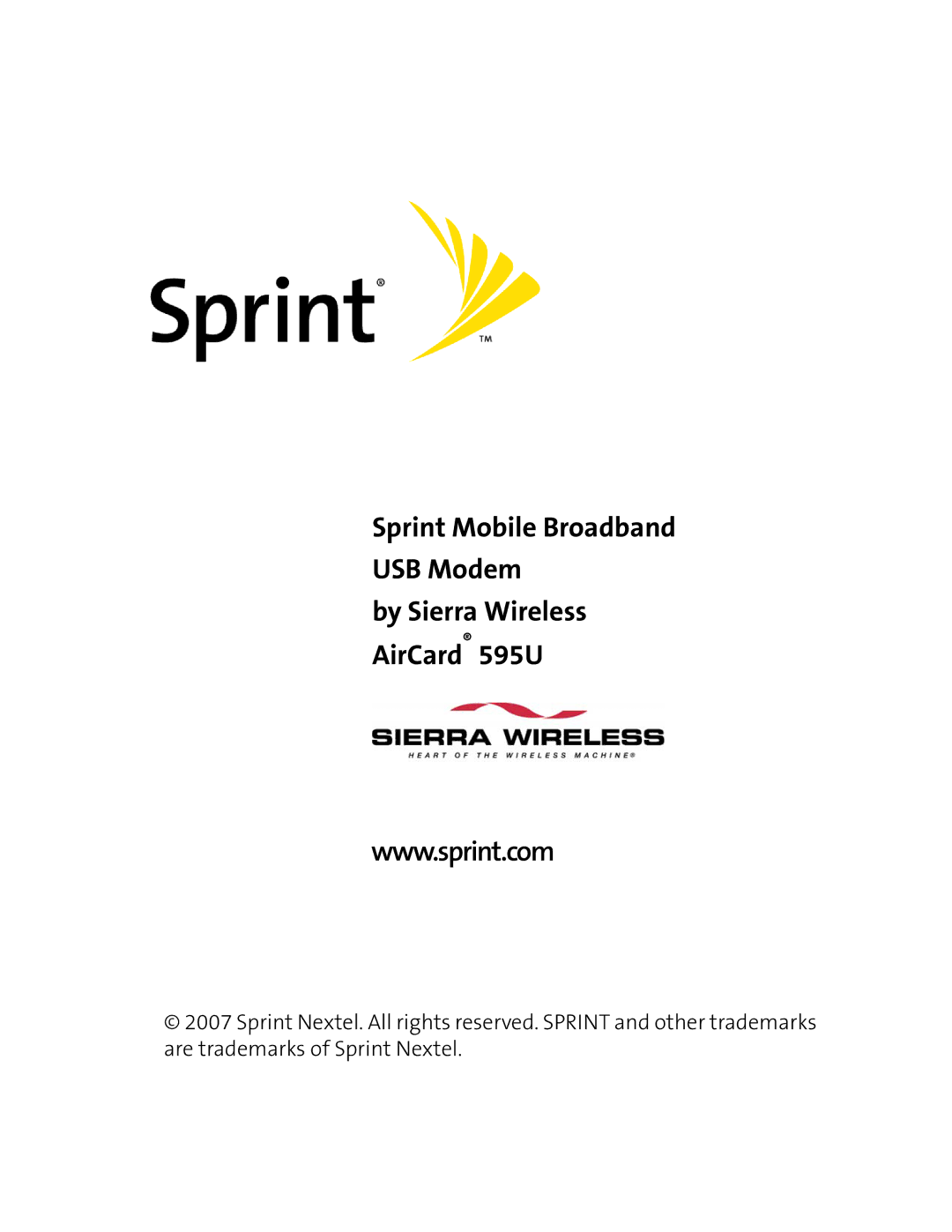 Sprint Nextel 595U manual Sprint Mobile Broadband USB Modem 