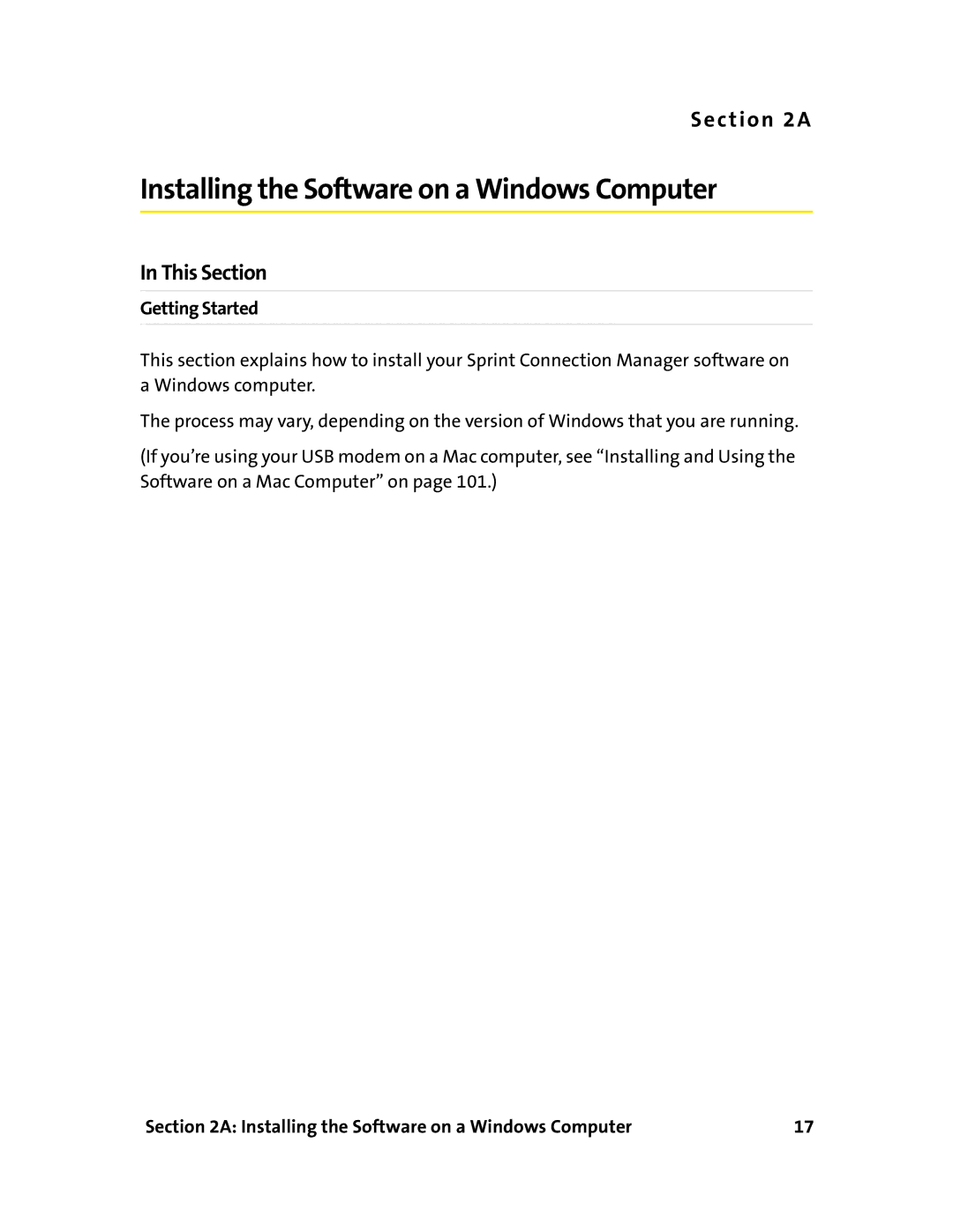 Sprint Nextel 595U manual Installing the Software on a Windows Computer, Getting Started 