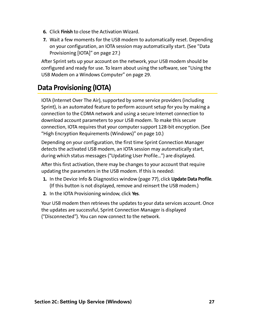 Sprint Nextel 595U manual Data Provisioning Iota 