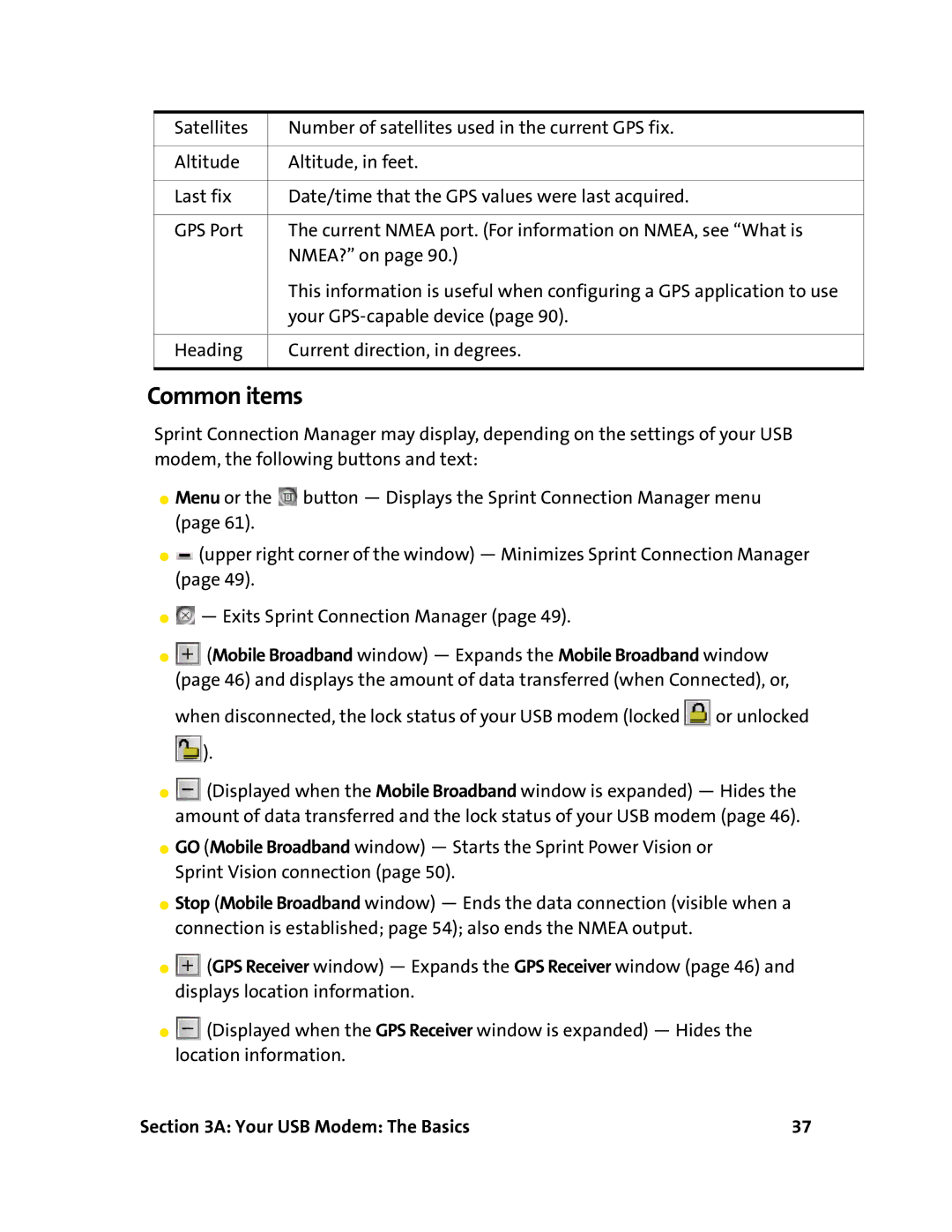 Sprint Nextel 595U manual Common items 