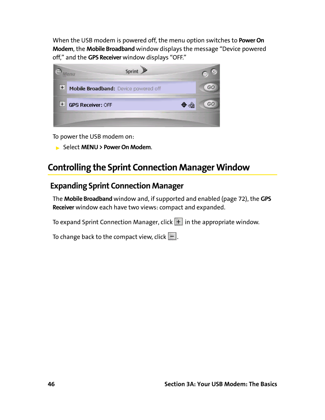 Sprint Nextel 595U manual Controlling the Sprint Connection Manager Window, Expanding Sprint Connection Manager 