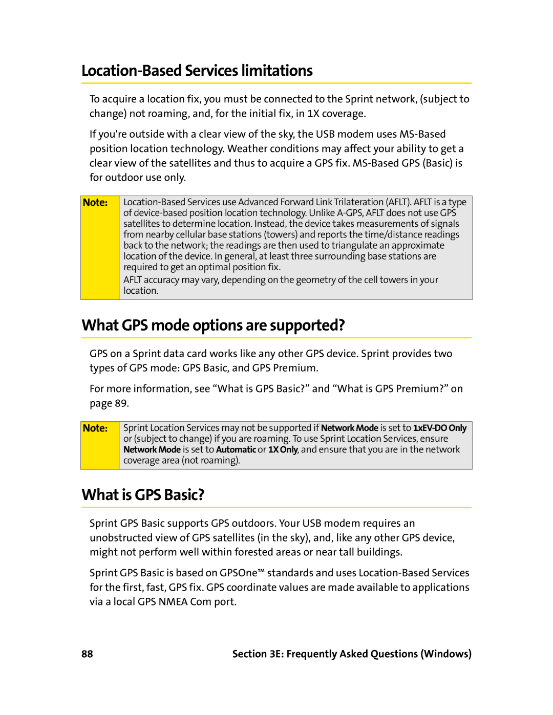 Sprint Nextel 595U manual Location-Based Services limitations, What GPS mode options are supported?, What is GPS Basic? 