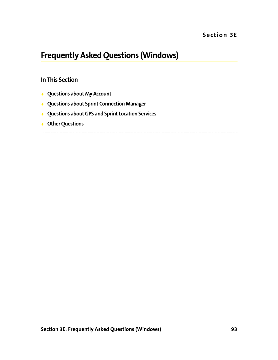 Sprint Nextel 597E manual Frequently Asked Questions Windows 