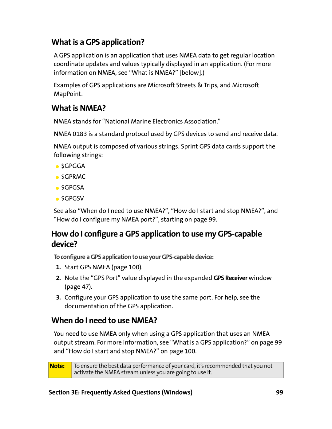 Sprint Nextel 597E manual What is a GPS application?, What is NMEA?, When do I need to use NMEA? 