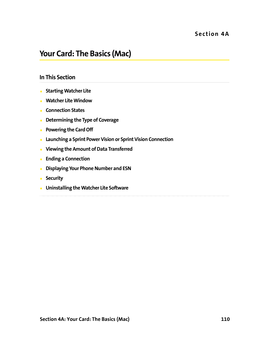 Sprint Nextel 597E manual Your Card The Basics Mac 