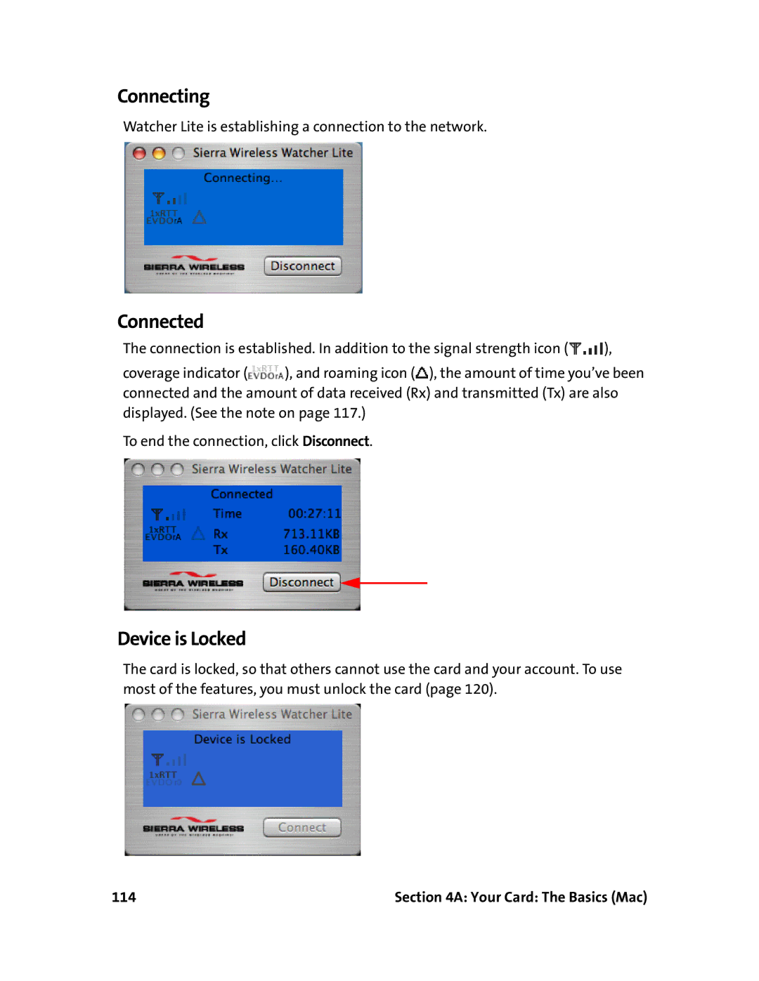 Sprint Nextel 597E manual Connecting, Device is Locked 