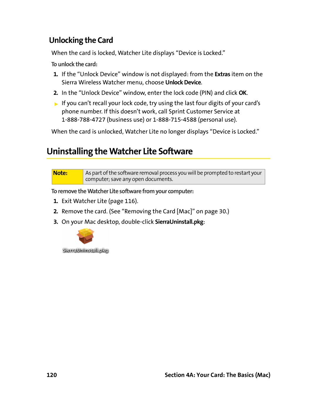 Sprint Nextel 597E manual Uninstalling the Watcher Lite Software, To remove the Watcher Lite software from your computer 