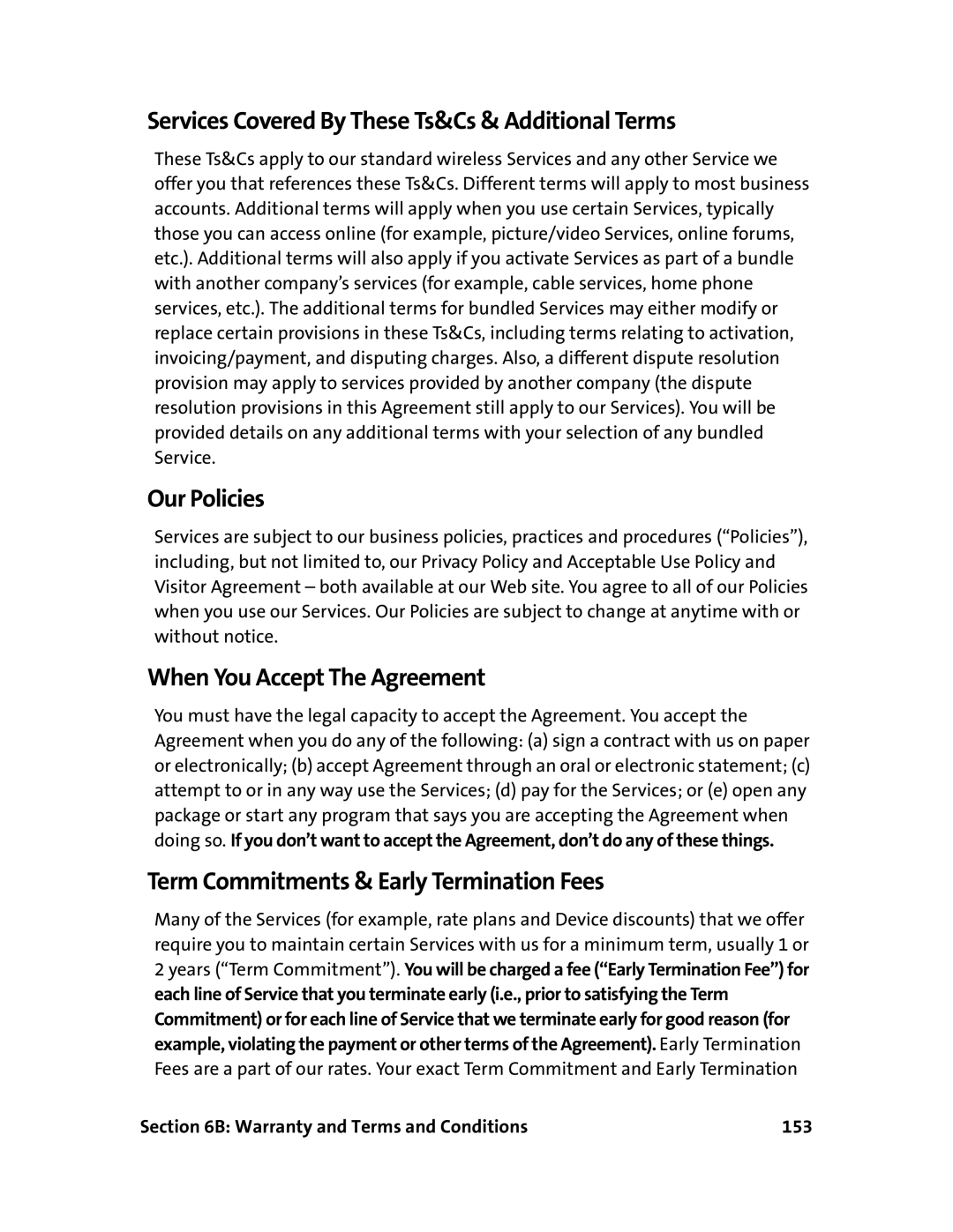 Sprint Nextel 597E manual Services Covered By These Ts&Cs & Additional Terms, Our Policies, When You Accept The Agreement 