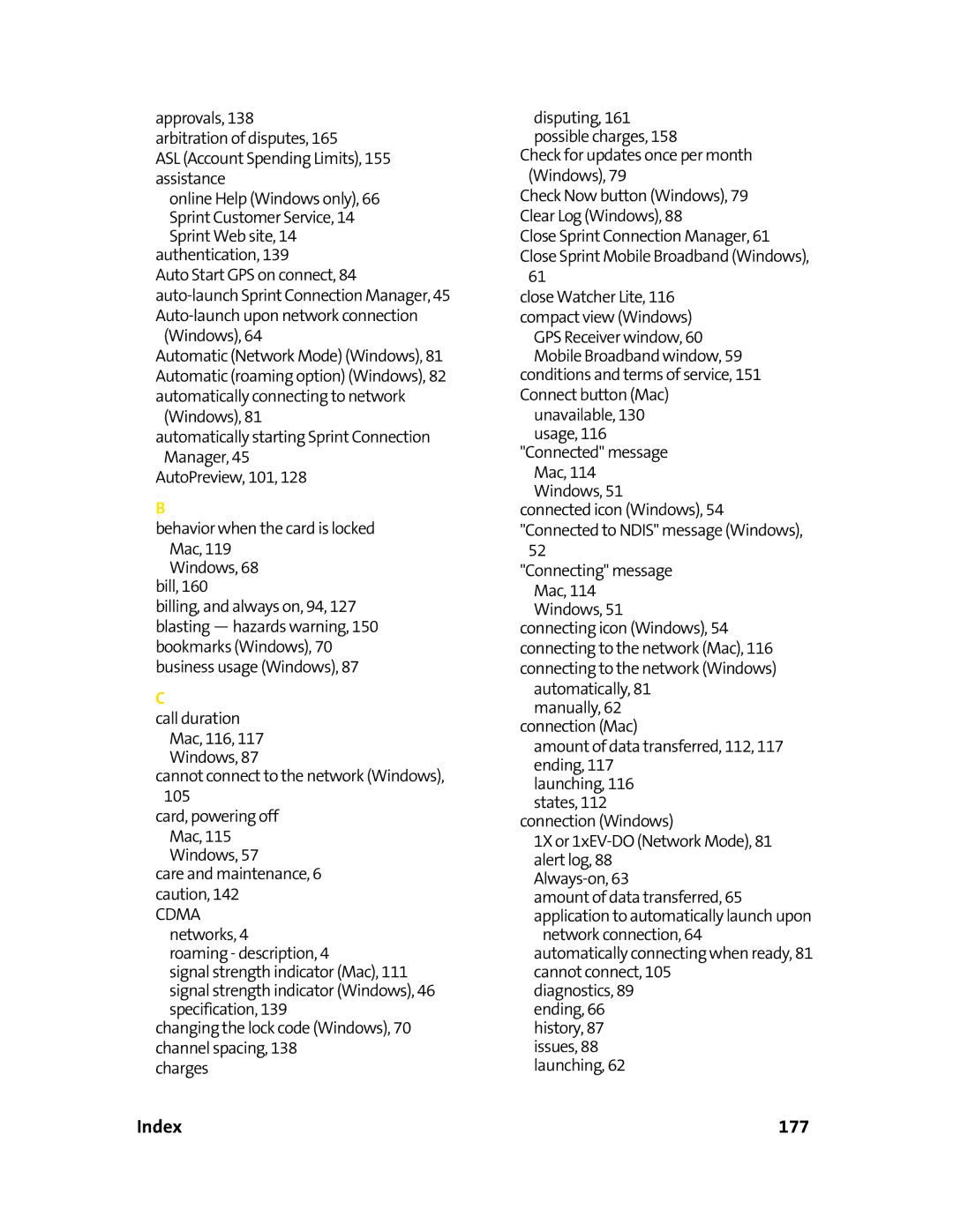 Sprint Nextel 597E manual Index 177 