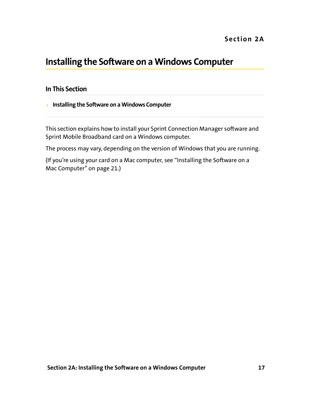 Sprint Nextel 597E manual Installing the Software on a Windows Computer 