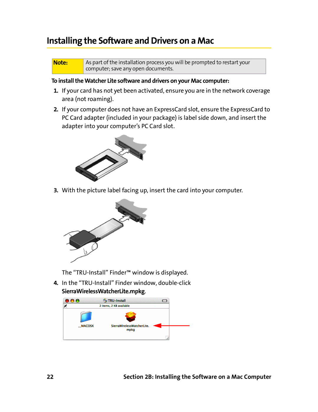 Sprint Nextel 597E manual Installing the Software and Drivers on a Mac 