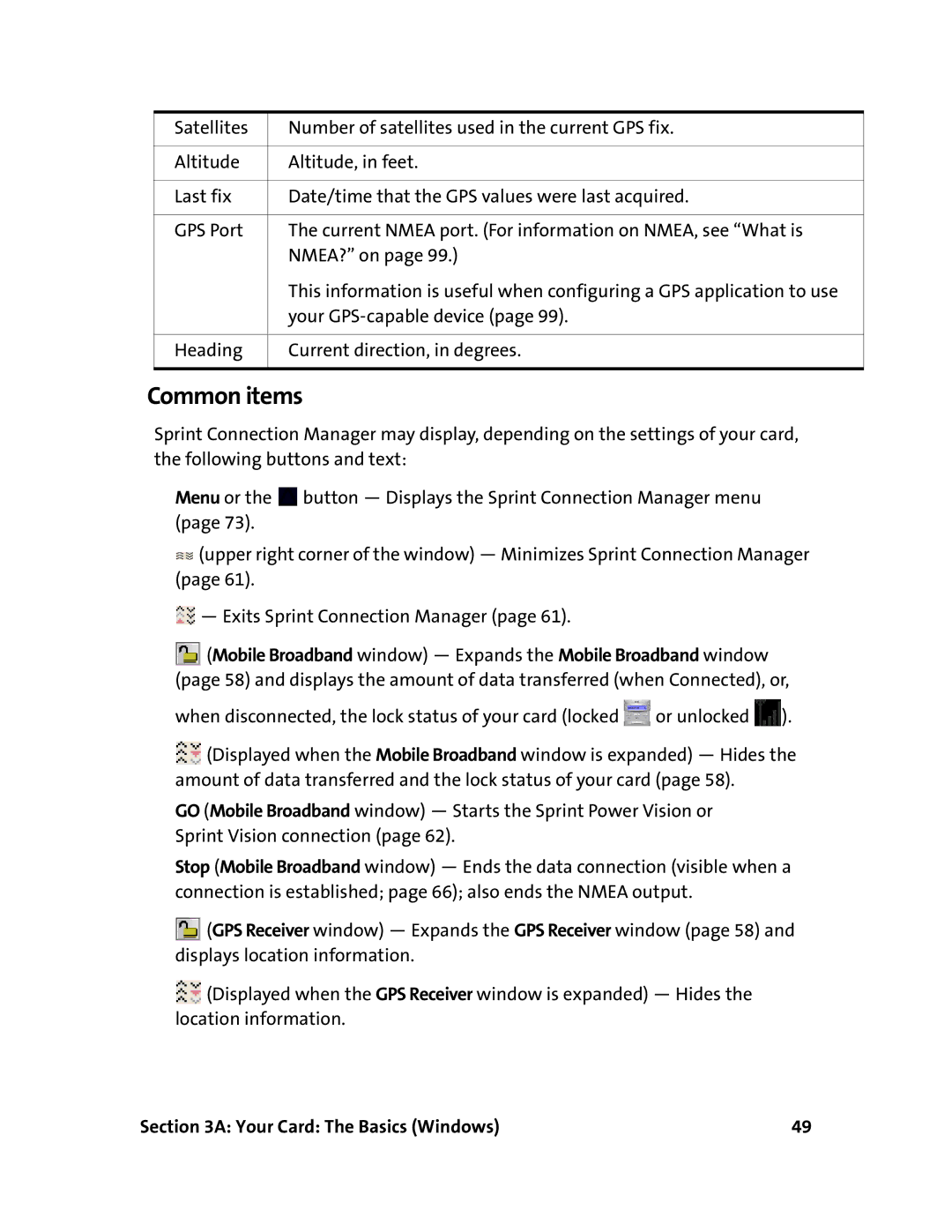 Sprint Nextel 597E manual Common items 