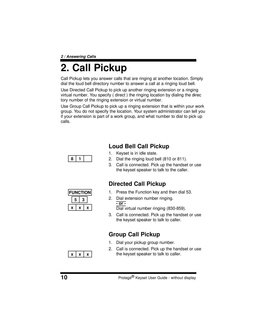 Sprint Nextel 699030 manual Loud Bell Call Pickup, Directed Call Pickup, Group Call Pickup 