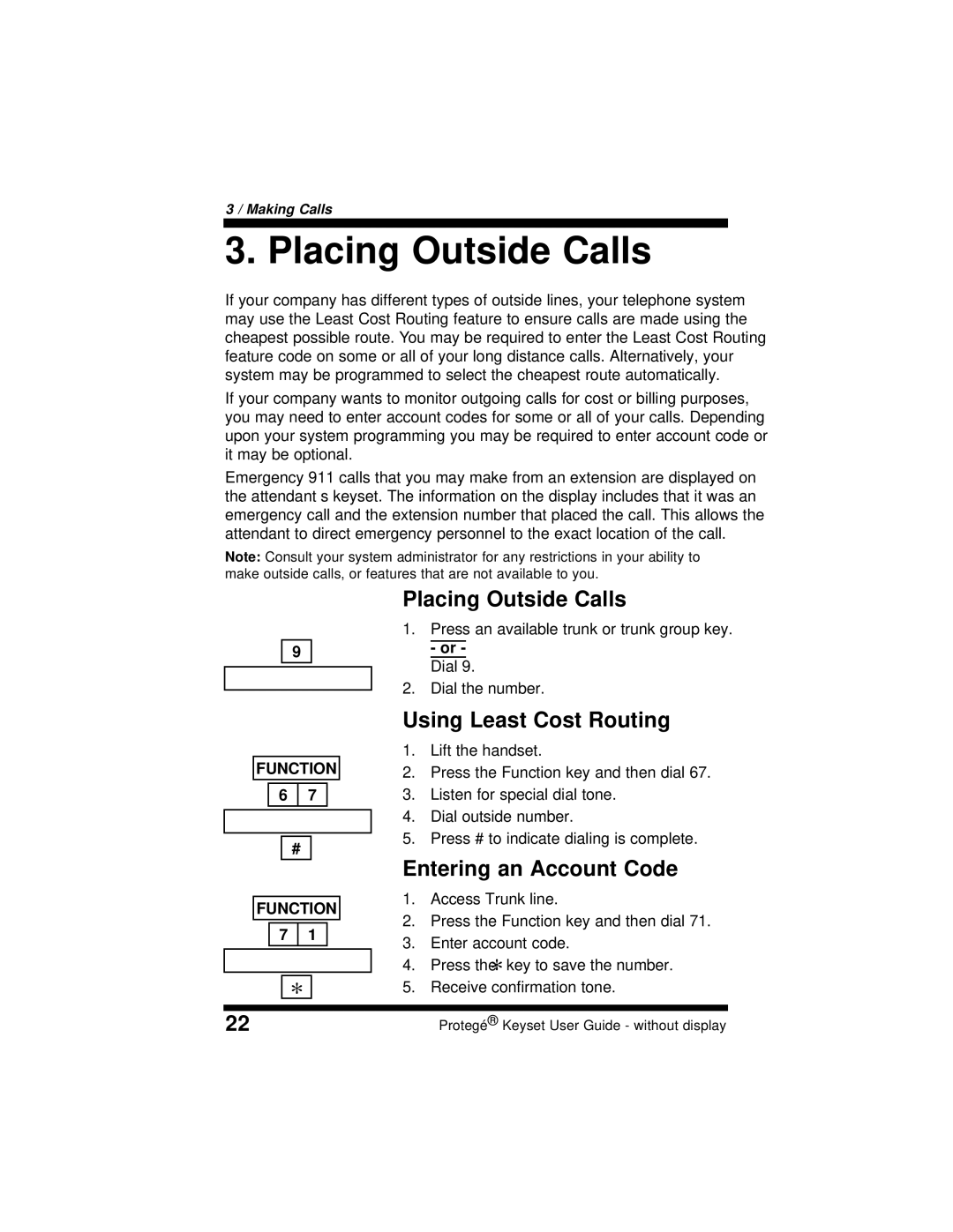 Sprint Nextel 699030 manual Placing Outside Calls, Using Least Cost Routing, Entering an Account Code 