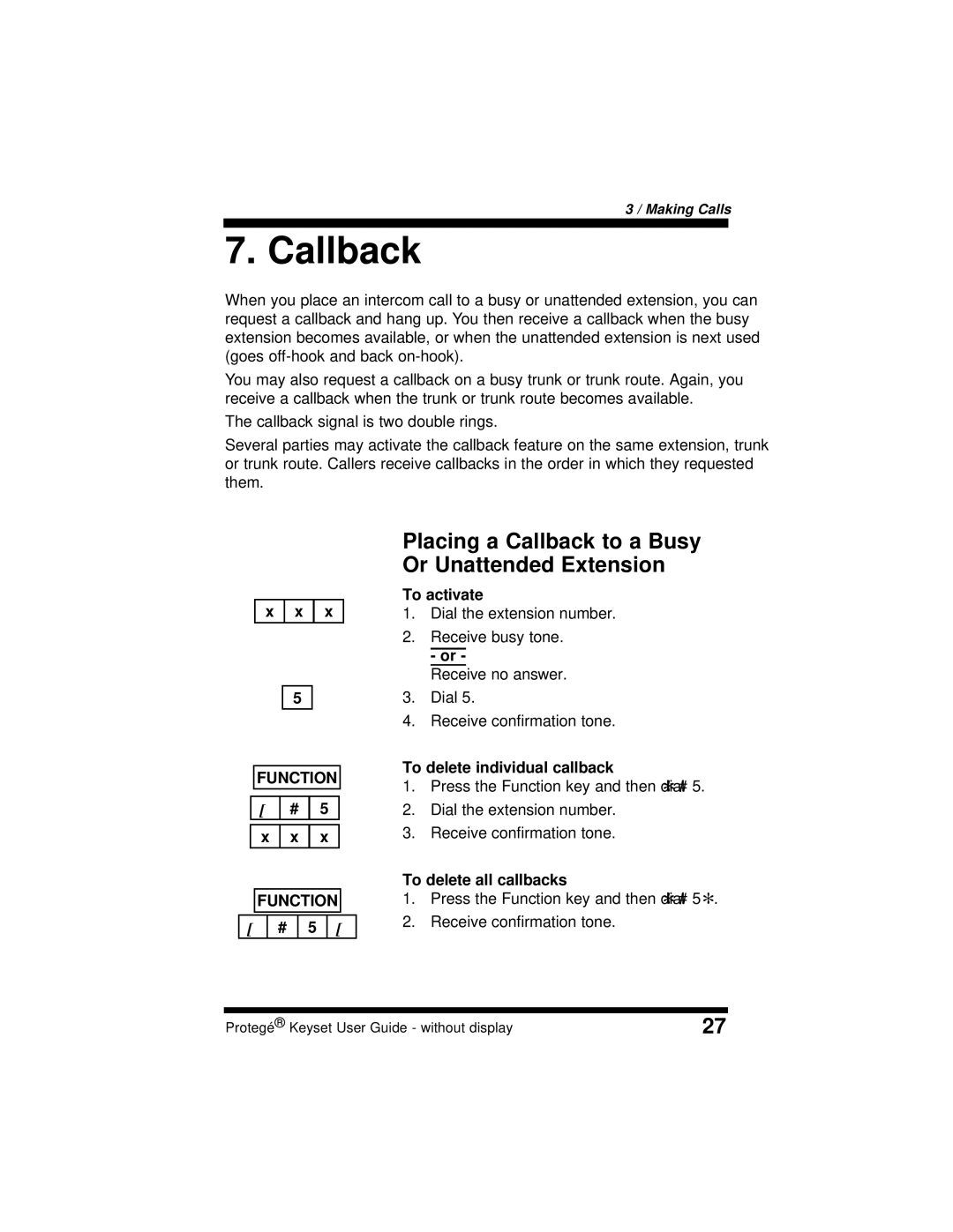 Sprint Nextel 699030 manual Callback, To delete individual callback, To delete all callbacks 