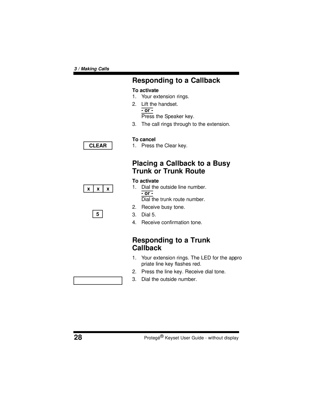 Sprint Nextel 699030 manual Responding to a Callback, Placing a Callback to a Busy Trunk or Trunk Route 