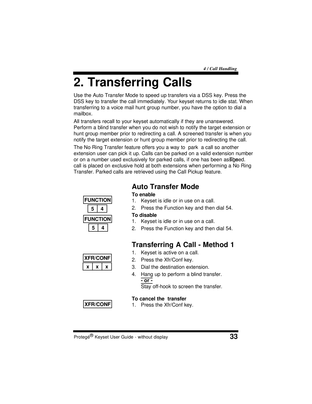 Sprint Nextel 699030 manual Transferring Calls, Auto Transfer Mode, Transferring a Call Method 