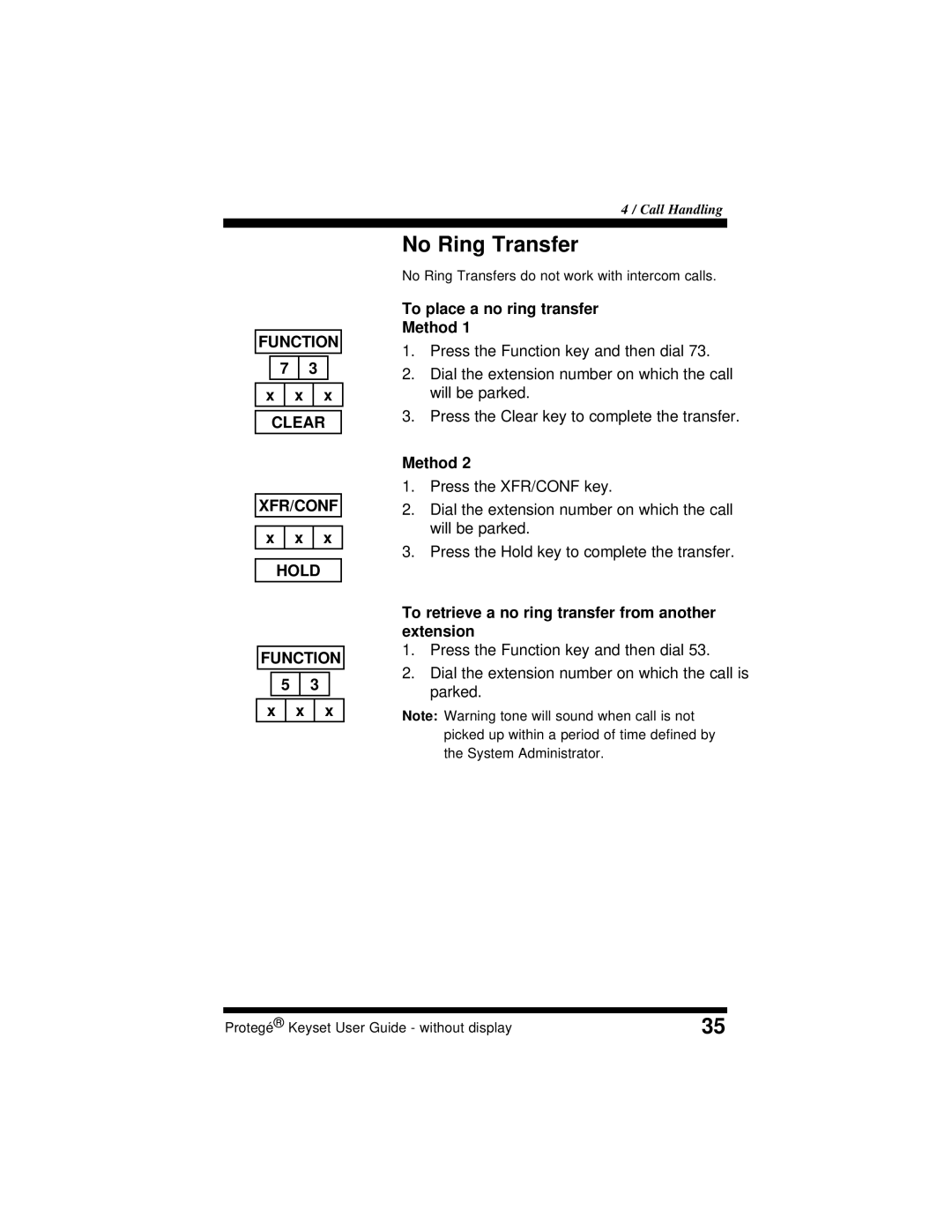 Sprint Nextel 699030 manual No Ring Transfer, To place a no ring transfer Method 