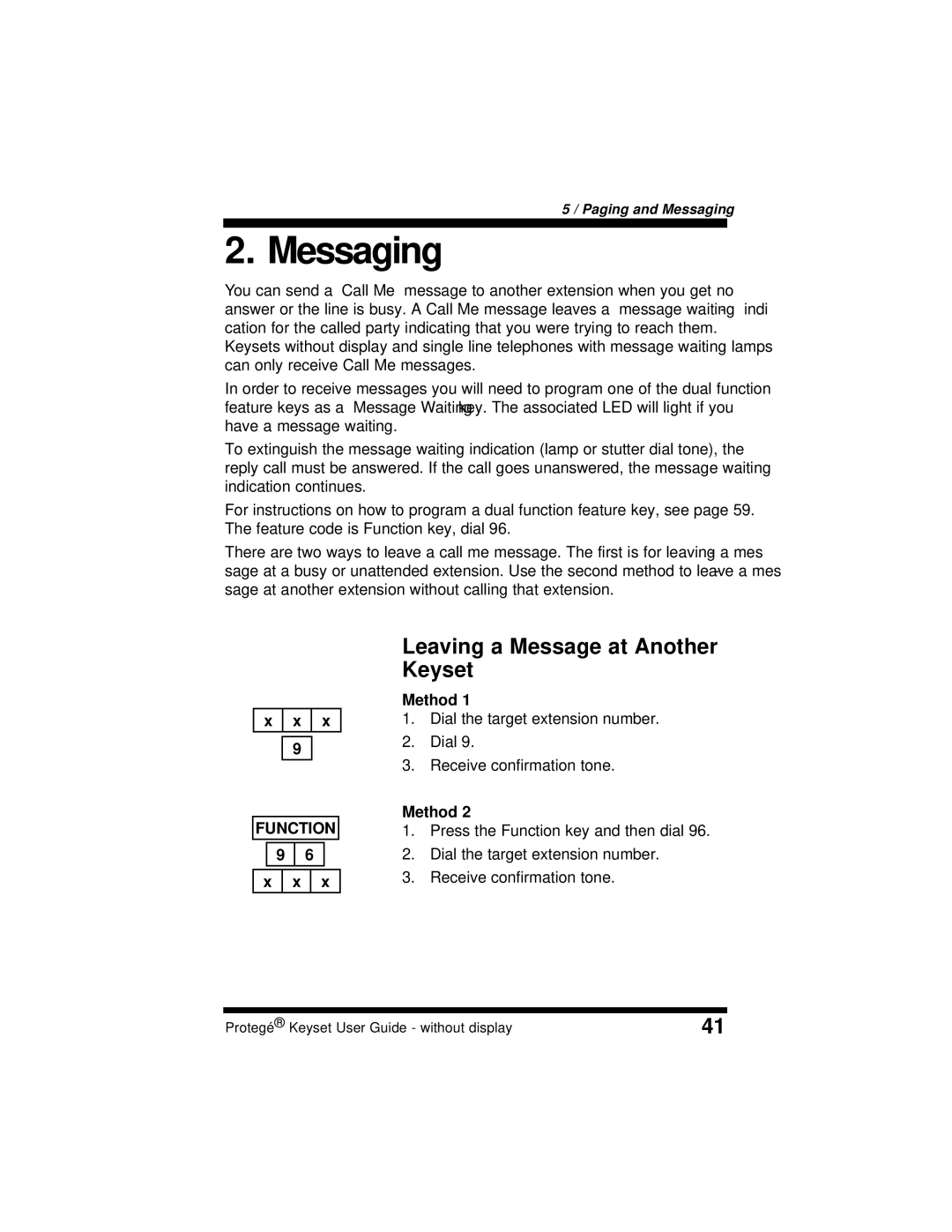 Sprint Nextel 699030 manual Messaging, Leaving a Message at Another Keyset 