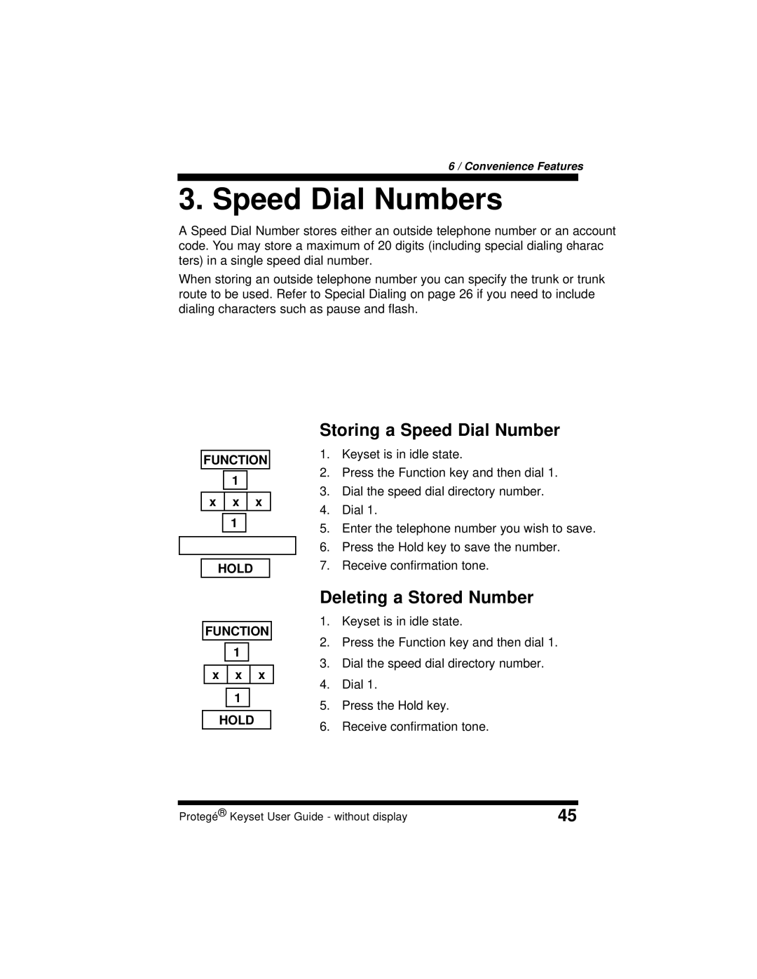 Sprint Nextel 699030 manual Speed Dial Numbers, Storing a Speed Dial Number, Deleting a Stored Number 