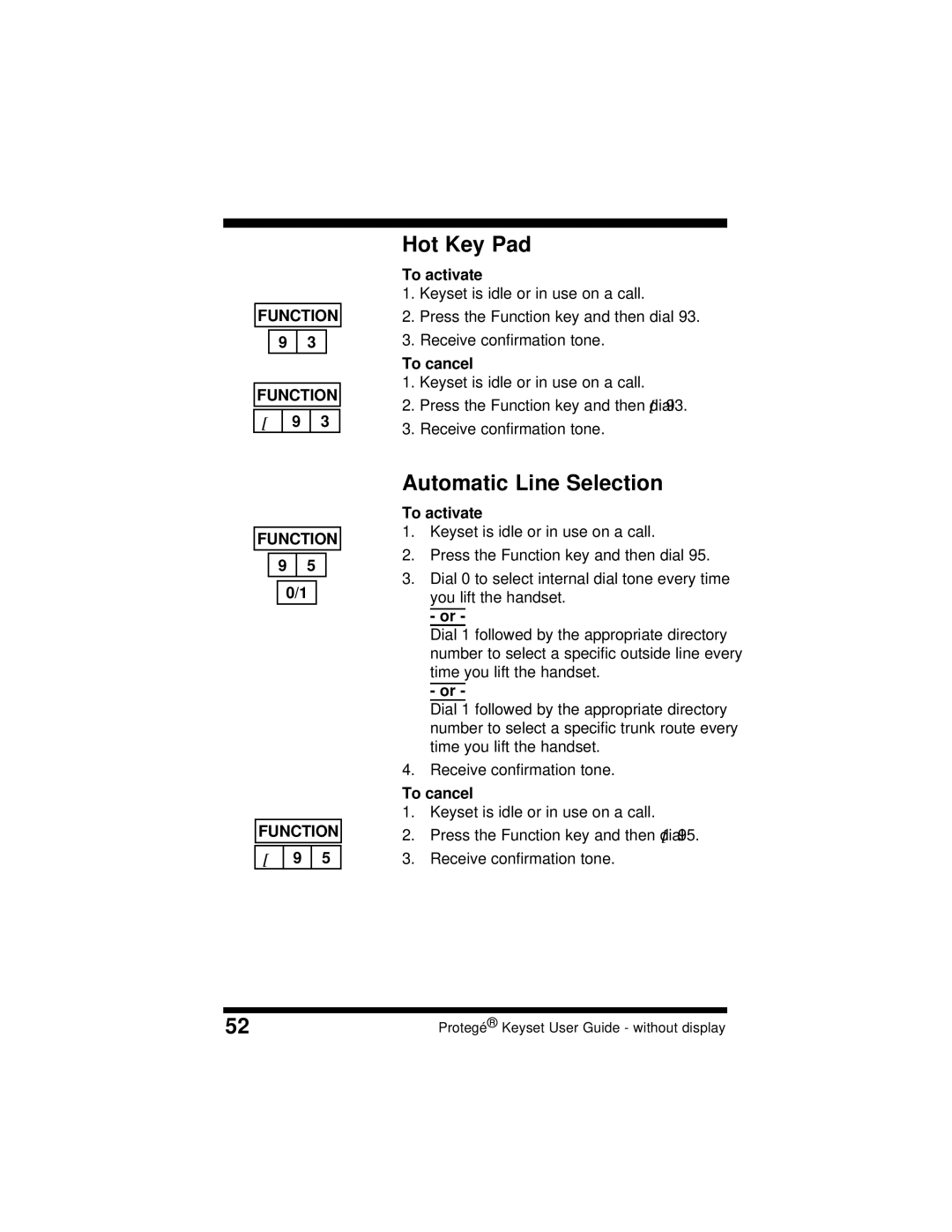 Sprint Nextel 699030 manual Hot Key Pad, Automatic Line Selection 