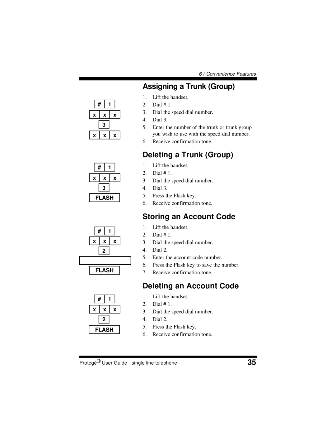 Sprint Nextel 699031 Assigning a Trunk Group, Deleting a Trunk Group, Storing an Account Code, Deleting an Account Code 