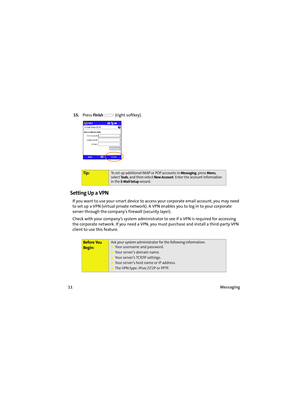 Sprint Nextel 700wx manual Setting Up a VPN 