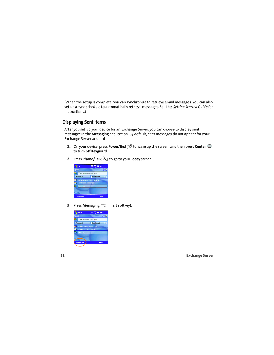 Sprint Nextel 700wx manual Displaying Sent Items 