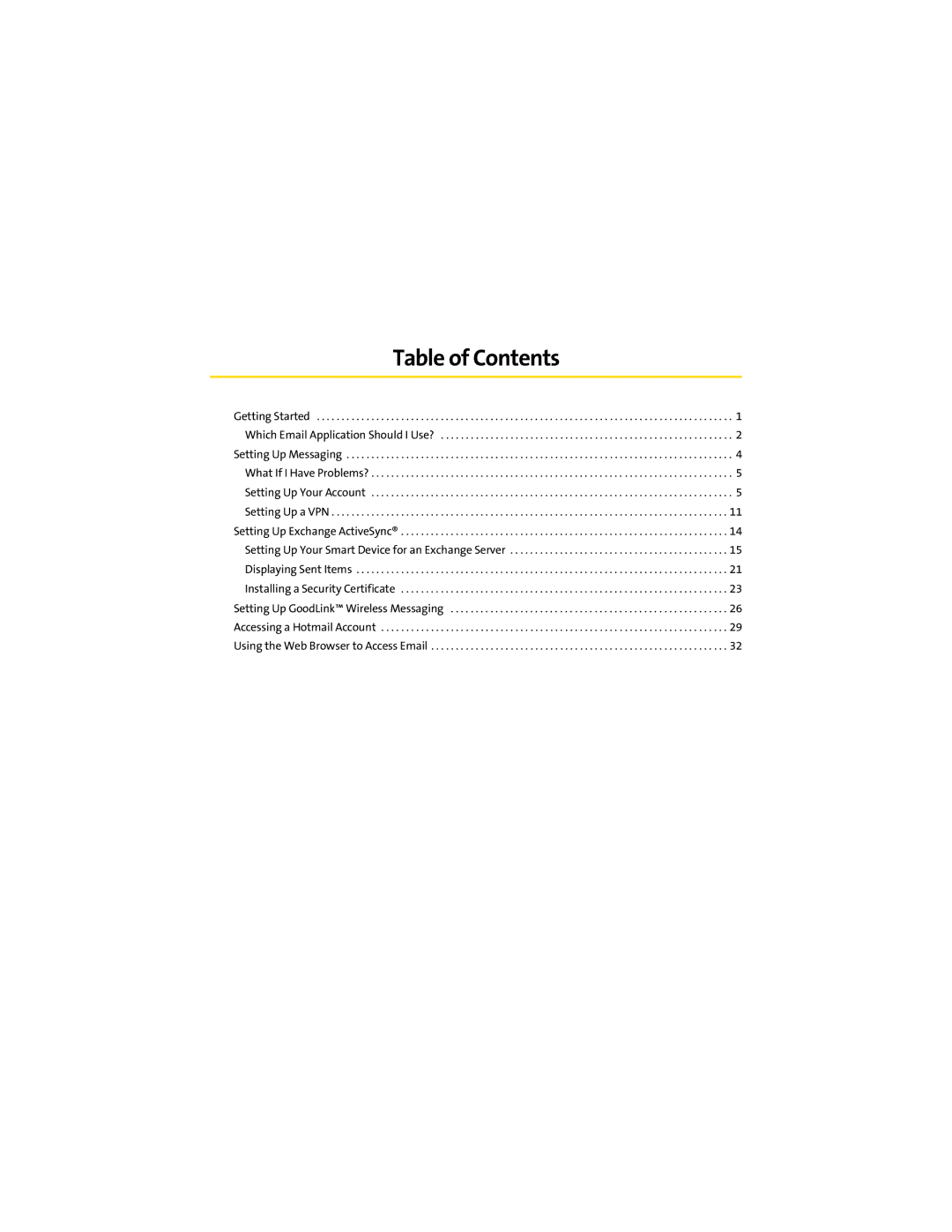 Sprint Nextel 700wx manual Table of Contents 