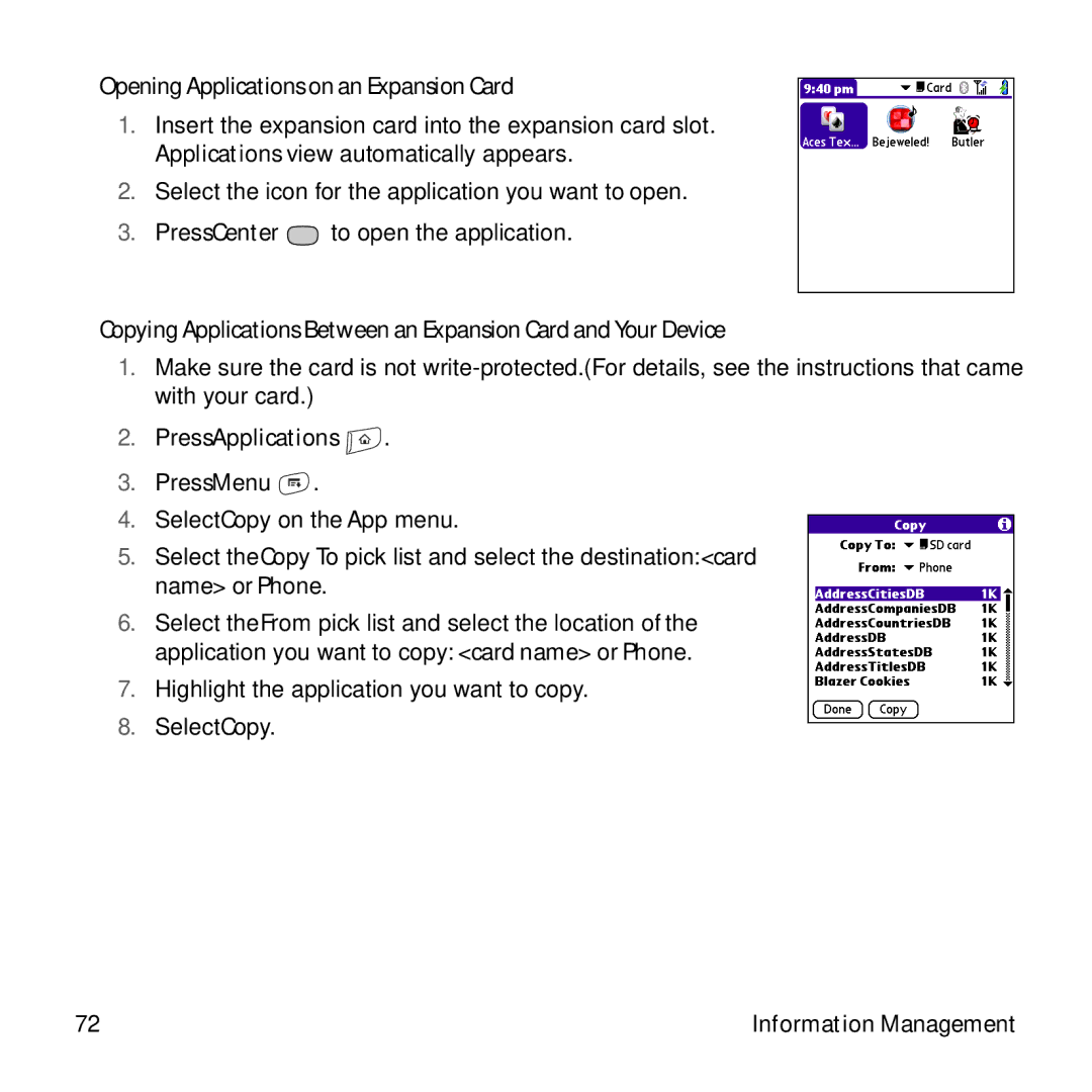 Sprint Nextel 755P manual Opening Applications on an Expansion Card, Press Applications 