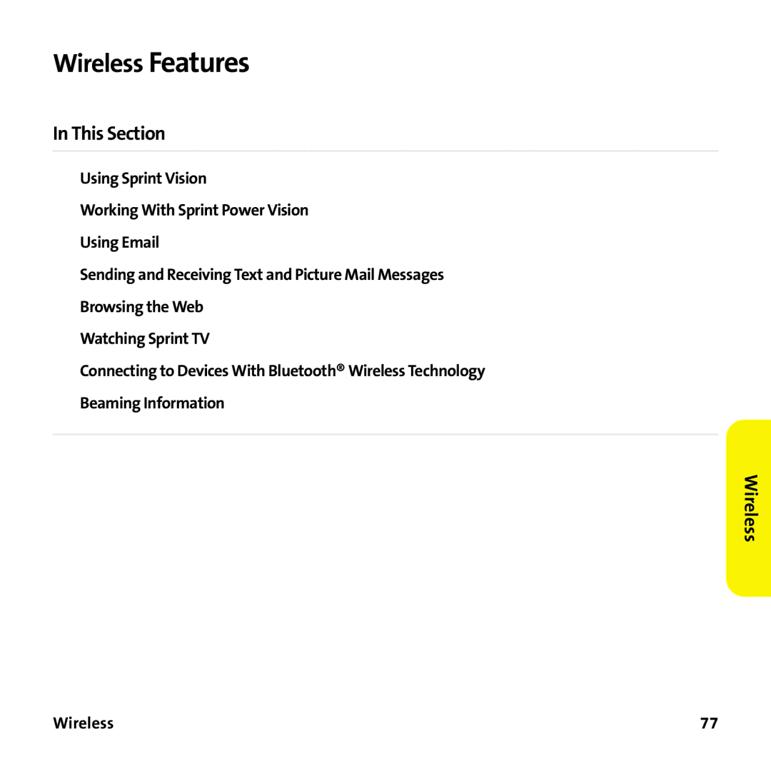 Sprint Nextel 755P manual Wireless Features 