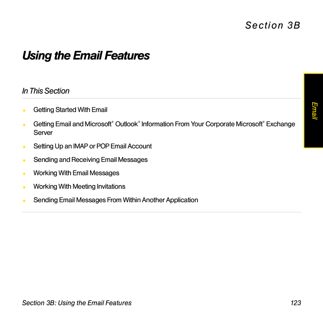 Sprint Nextel 800w manual Using the Email Features 123 
