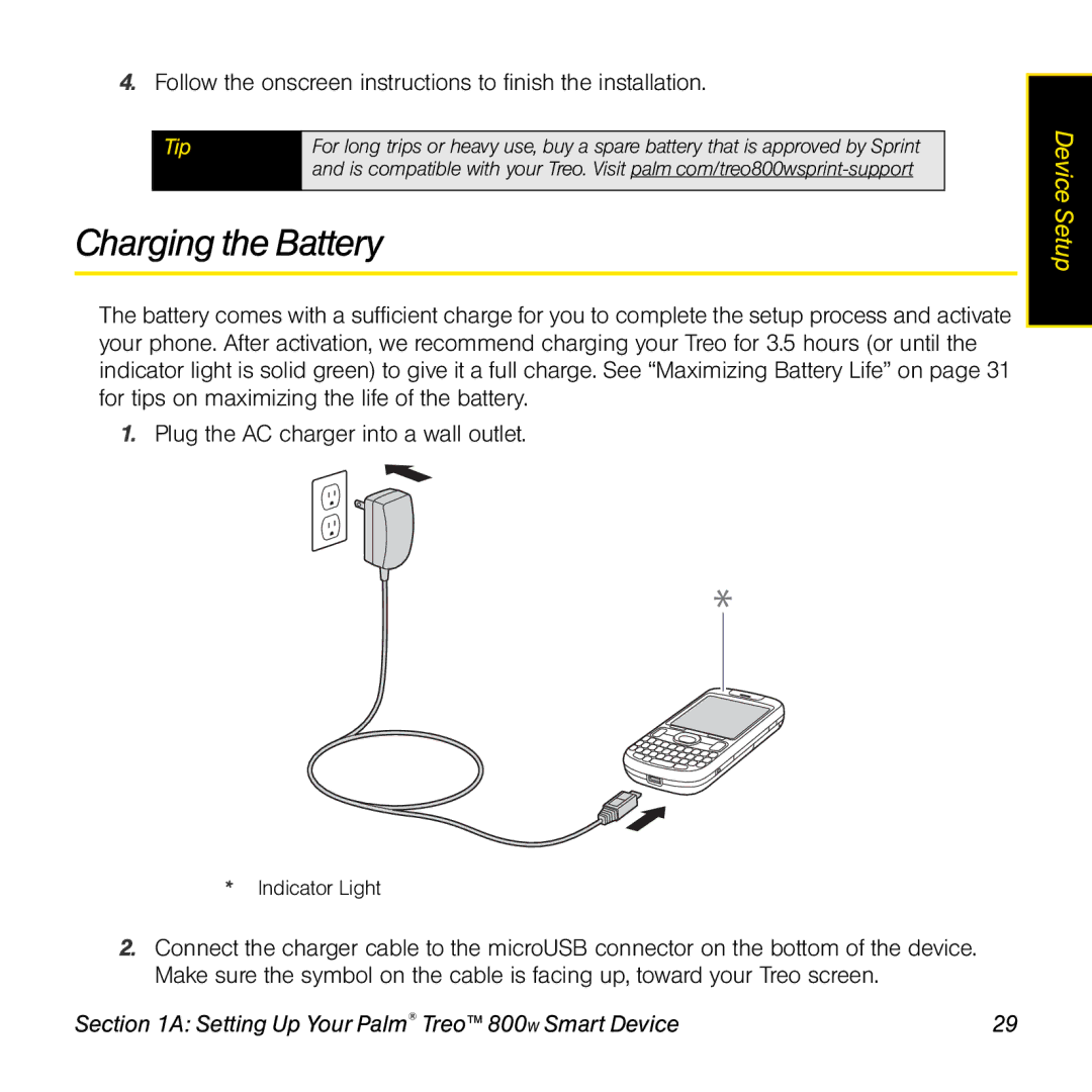 Sprint Nextel 800w manual Charging the Battery 