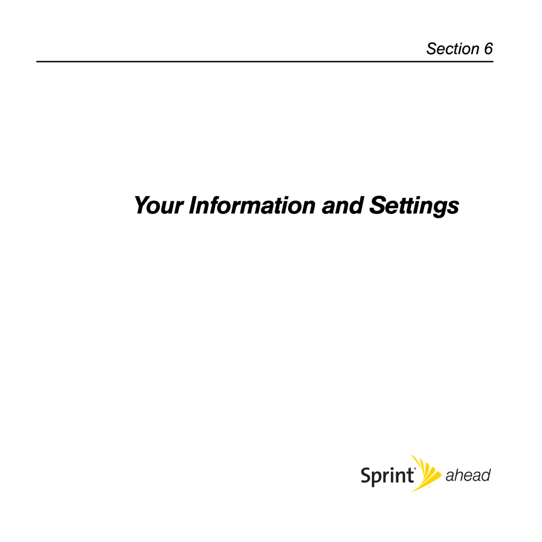 Sprint Nextel 800w manual Your Information and Settings 