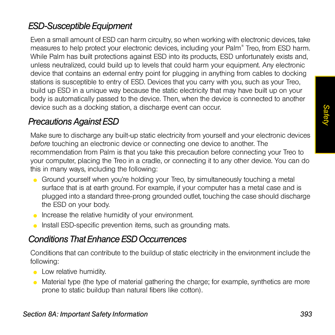 Sprint Nextel 800w manual ESD-Susceptible Equipment, Precautions Against ESD, Conditions That Enhance ESD Occurrences 