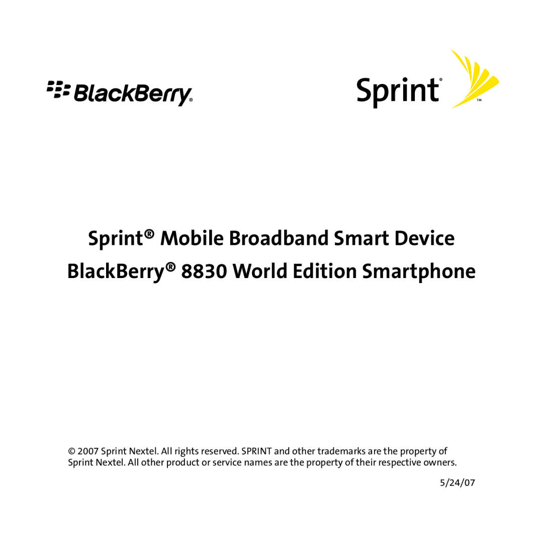 Sprint Nextel 8830 manual 24/07 