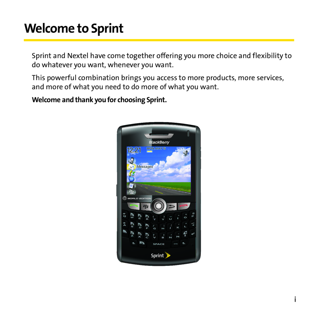 Sprint Nextel 8830 manual Welcome to Sprint, Welcome and thank you for choosing Sprint 